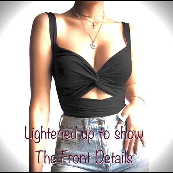 Last1 each S / M❣️SEXY Twisted Draped Crisscross Front Midriff Cutout Bodysuit - Picture 2 of 3